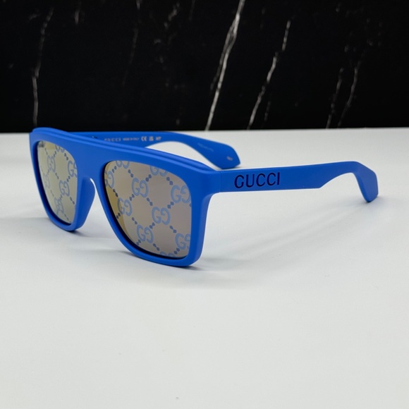 NEW GUCCI GG1570S 004 UNISEX SUNGLASSES GUCCI GG 1570S 004 BLUE SQUARE EYEWEAR - Picture 5 of 11